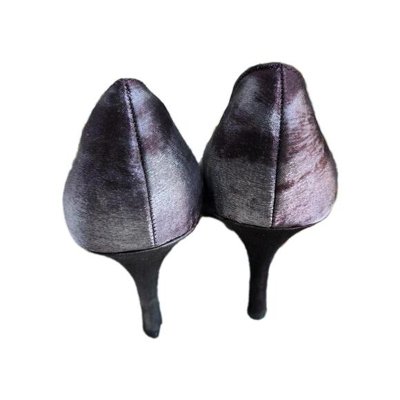 ANNE KLEIN FABRIC SATIN UPPERS Size 8.5 Plum OPEN TOE D'ORSAY STYLE SHOES - Picture 7 of 15